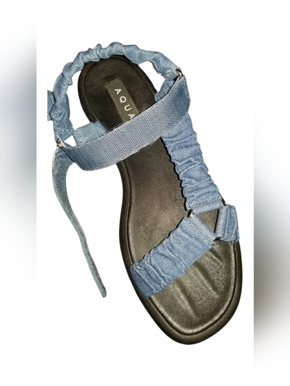 Aqua Tenley Platform Denim Sandals. Color Indigo Blue. Size 10. - Picture 7 of 9